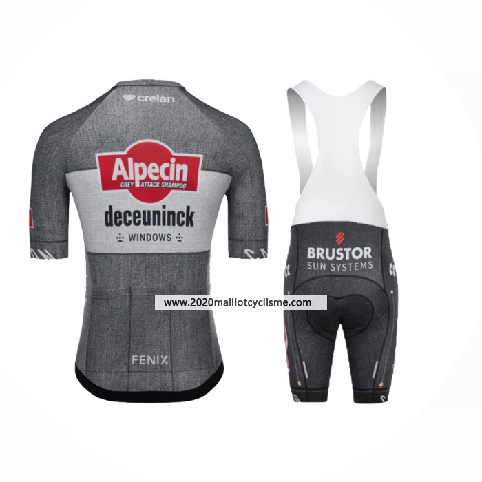 2024 Maillot Cyclisme Alpecin Deceuninck Gris Manches Courtes Et Cuissard